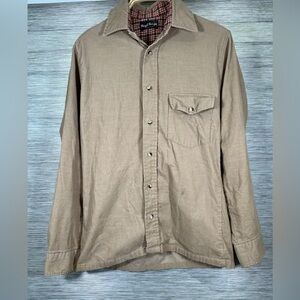 Royal Knight Shirt Men's S Brown Corduroy Button Up Casual Made In USA